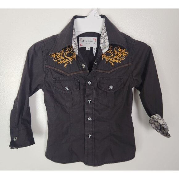 Ace Of Diamond Toddler Sz. 2 Boys Snap Front Long Sleeve Western Shirt - Picture 1 of 5